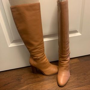 Tall Brown Leather High Heel Boots